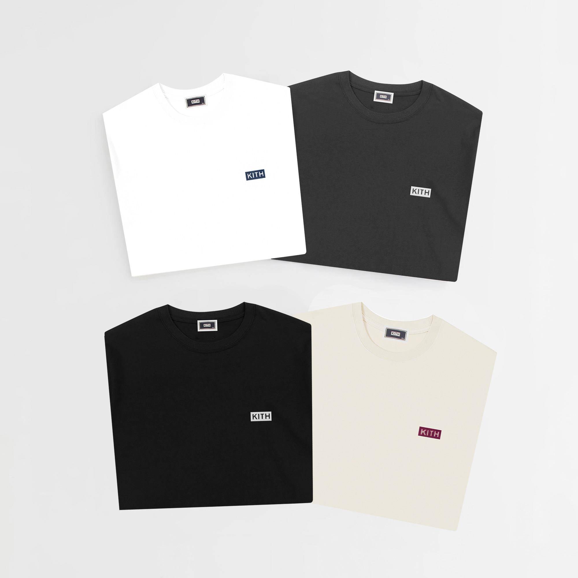 KITH 植绒字母小标box简约时尚短袖 情侣男美潮纯色百搭宽松T恤