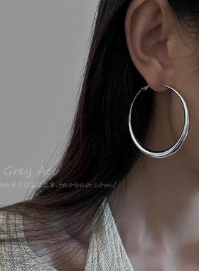 new2021New Korean MetalRound Hoo p Errings for Wome na Fashi