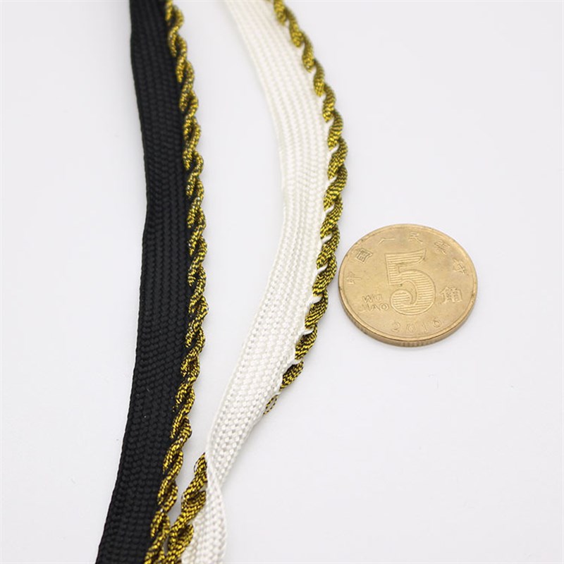 黑白色带金银丝编织花边包边镶边滚边子母带嵌条卡边带200码/卷