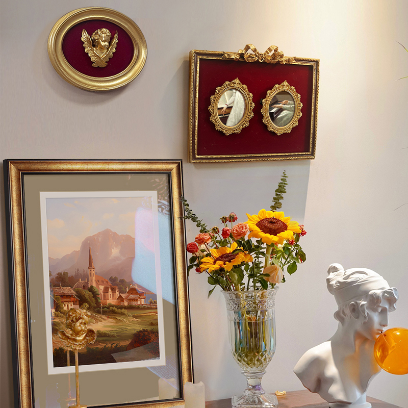 法式复古软装客厅装饰画沙发背景墙轻奢挂画美式小众艺术莫奈壁画