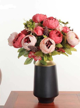 1Bunch Artificial Peony Flowers European Fake Leaf High Qual