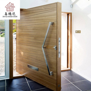 转轴门原木色工艺实木别墅门现代风格枢轴入户门工厂直发
