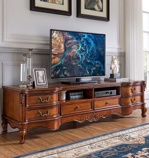 欧式电视柜组合墙客厅茶几美式实木主卧室复古地柜整装小户型家用