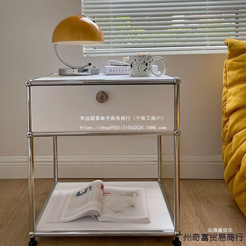 不锈钢中古床头柜USM卧室现代简约置物架ins模块收纳电视边柜整装