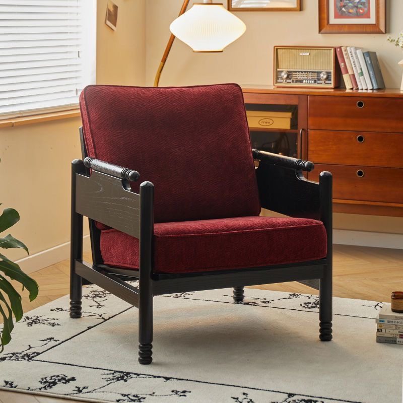 法式复古风实木沙发布艺小户型客厅卧室扶手休闲椅洽谈单人沙发椅