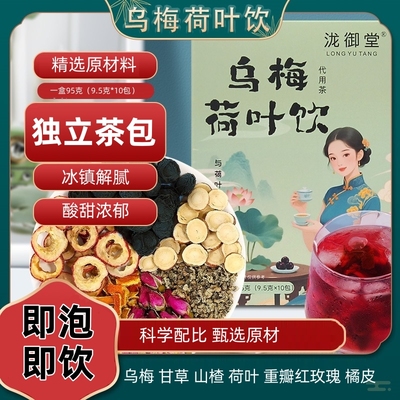 乌梅荷叶饮乌梅甘草山楂荷叶重瓣红玫瑰陈皮夏季酸甜独立茶包便携