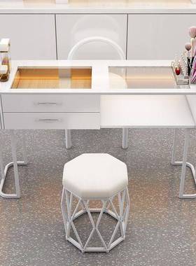 奶油neE6CFC3风美甲桌白日式玻全璃人单套色轻奢简约美甲台收纳折