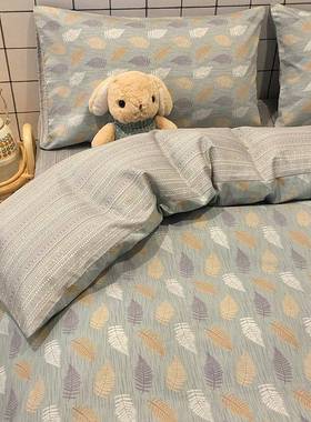 复古美式0810TJ03纯棉上四套2024件新款绿色被套三床单床品件床套