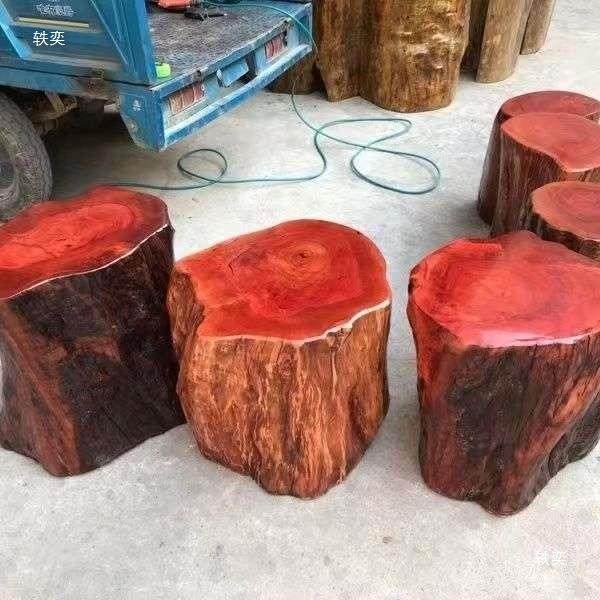 新款造型实木墩子荔茶木木PLE根雕凳子香樟木墩桌原底座矮枝凳花
