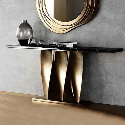 意式轻奢626不钢长条玄关台户走廊靠墙入条案大高端现代锈理石端