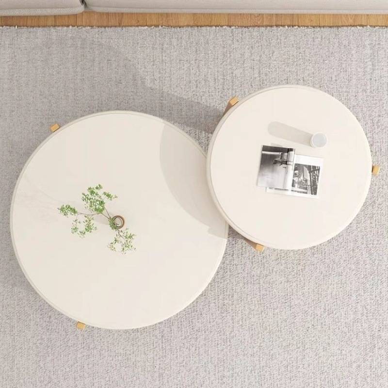 家用奶油宅寂风小户型日式实木圆形茶几客厅极简约边角几桌子包邮