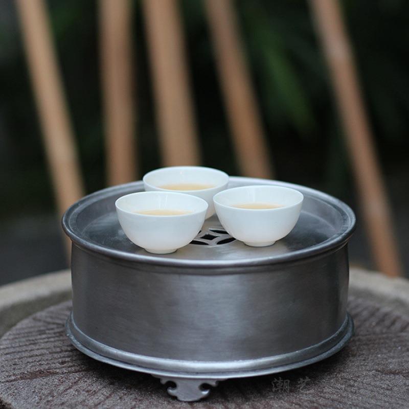 颜1吉利茶圆形壶承紫砂壶养壶垫小茶工船盘茶池潮州夫锡茶具