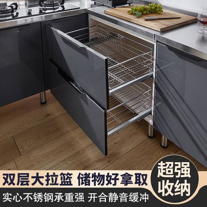 简易橱柜一体组装整体厨房柜子不锈钢水槽灶台厨柜出租房农村家用