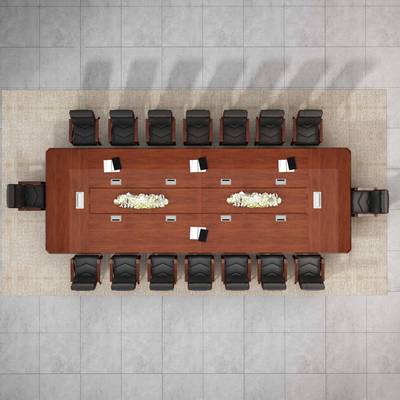 大椅会议型桌长桌开会洽谈桌油漆实木贴组木皮简约现83849代会议