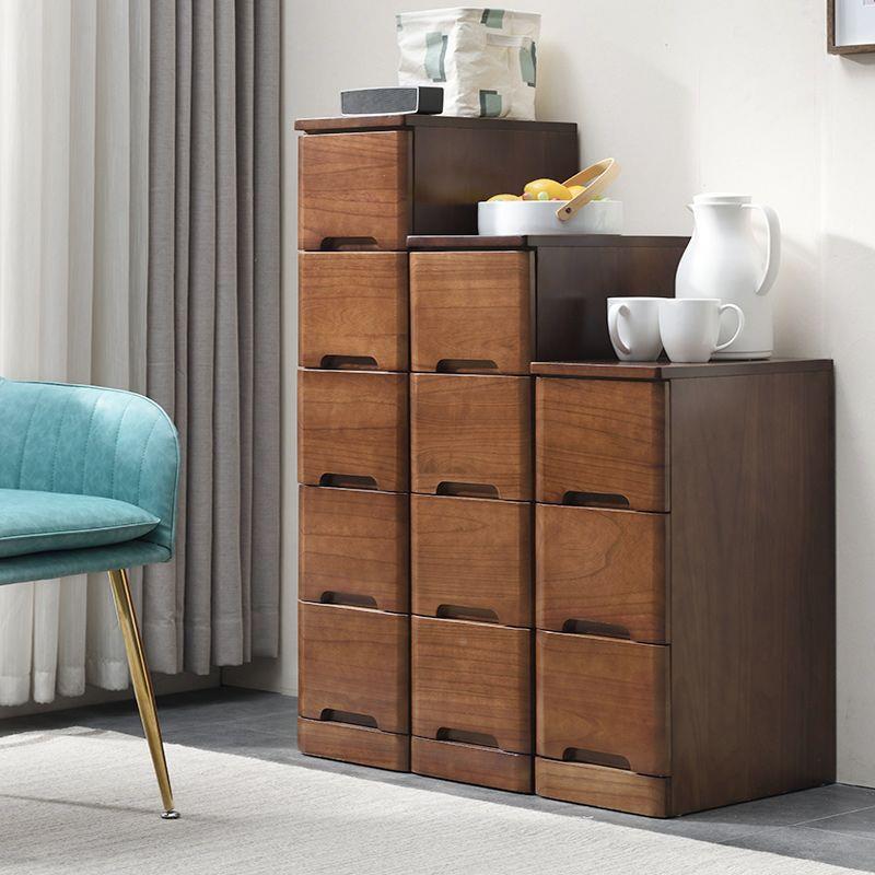 实木屉斗柜收纳柜卧室储物柜桌下JZI抽柜质复木古带锁办公文件资