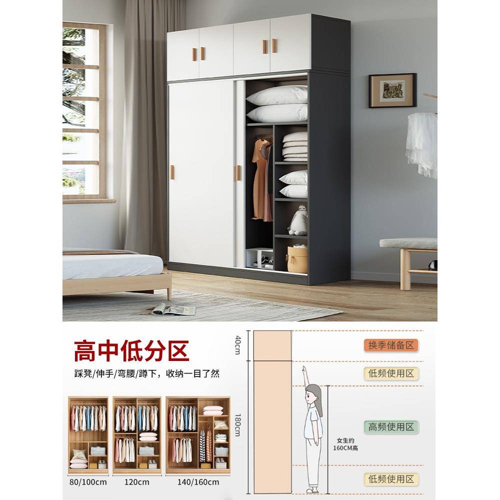 衣柜卧室家用出租屋收纳小柜子经济型简易儿童推拉门网红民宿衣柜