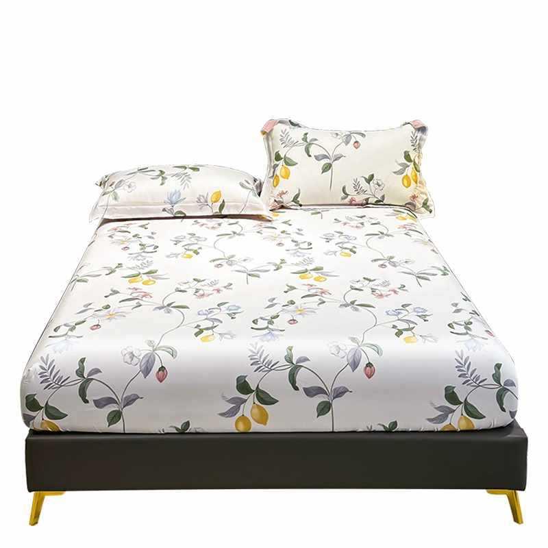 100支天丝床笠印床垫套丝床罩冰夏季床品2花0x220cm0加大尺F97MJH