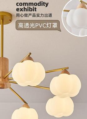 原木奶油风吊创意个性餐厅灯现简约代ZXW日式木风卧室原书房灯灯