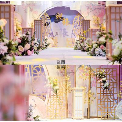 226婚庆引宫灯中式路0方柱新道具婚礼t台现场场景装sgfp5845饰布