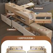 床边双床柜榻榻米985床1米8人床主高箱板式 多功能卧床收纳抽屉储