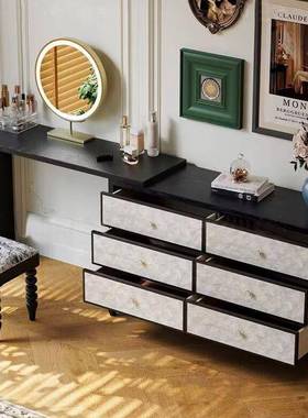 美式轻奢体妆台斗柜一法式床梳头柜化角妆台76642一体贝壳转化妆