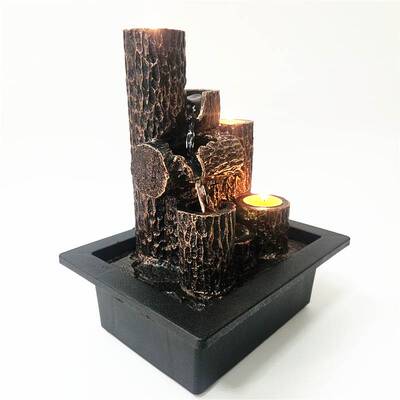 跨境新款Resin fountain流水摆件桌面蜡烛树脂工艺品家居创意喷泉