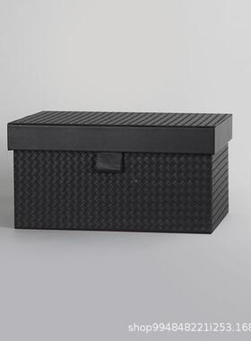 样板房收衣帽间编织纹皮质家纳03253盒子箱简约轻奢高档收纳软装