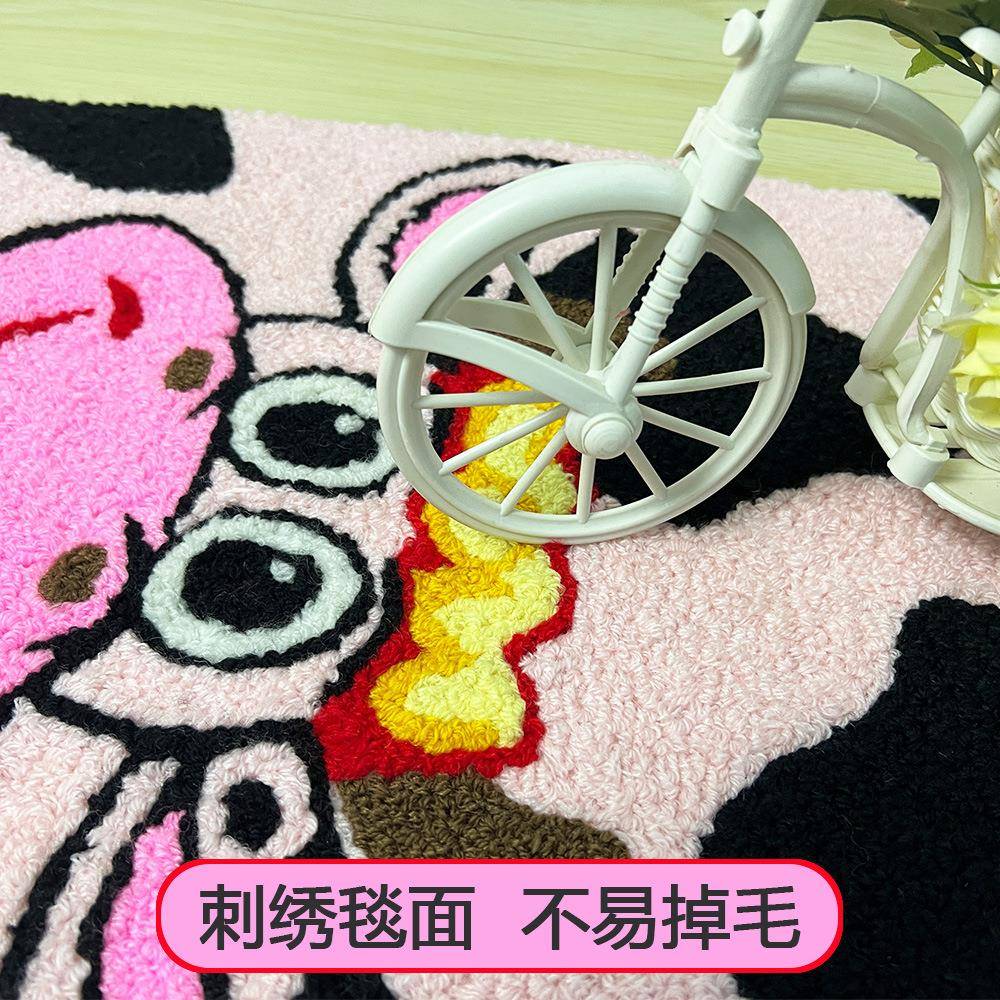 跨家用刺绣境奶牛入儿童卧SCA室床边地毯飘窗垫子楼梯门地防垫滑