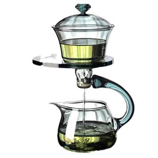 家用小型人轻奢简具易磁吸茶壶办公室懒泡茶 玻璃4564自动茶泡套装