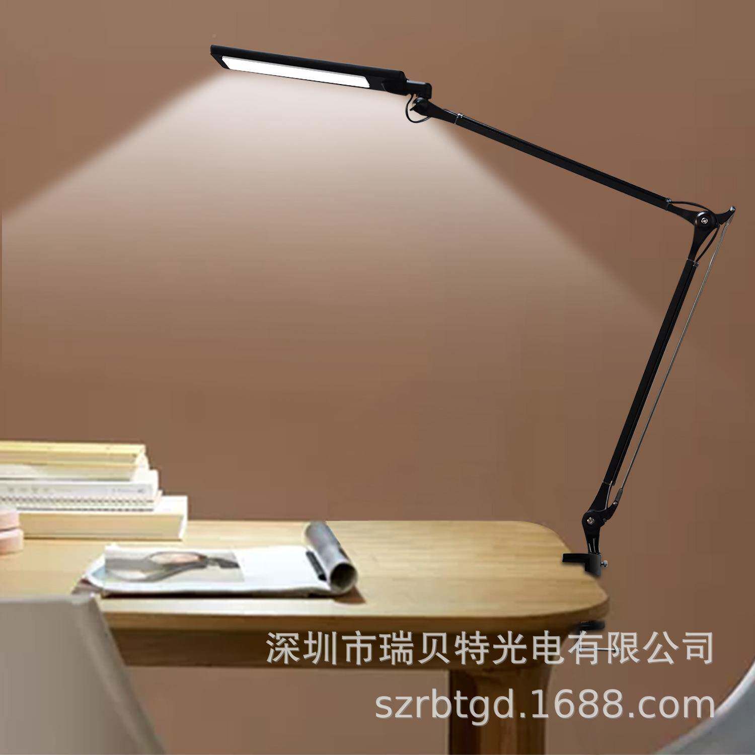 厂销售高亮多调光调色臂定时五轴向双工作LED家834台灯OEM便携