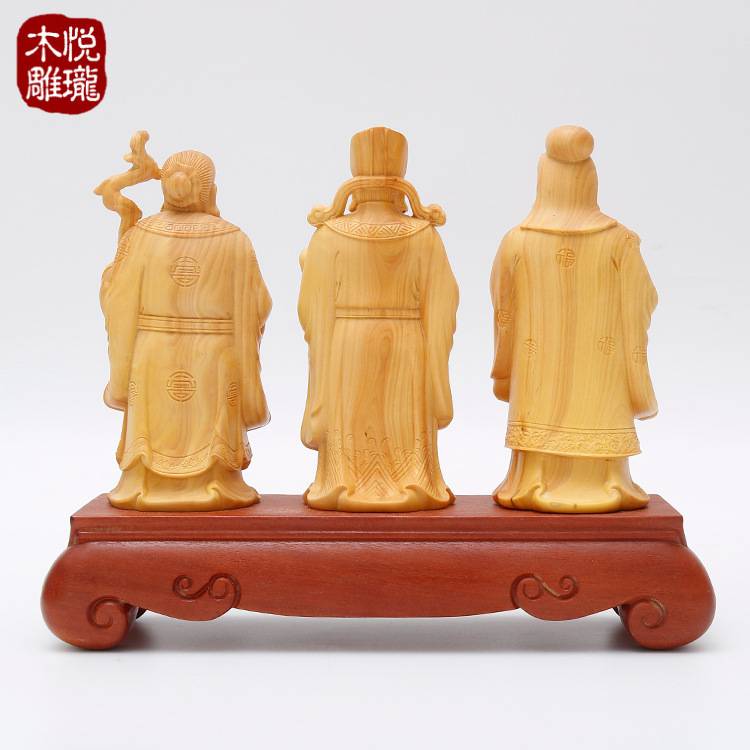 厂家直销 乐清黄杨木吉祥福禄寿 高档木质工艺品雕刻摆件文玩