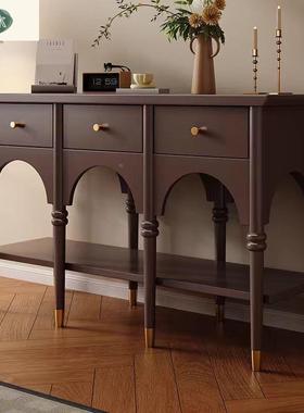 现简式约复古风玄关柜实木斗柜餐边美靠墙置物架储代95825物柜柜