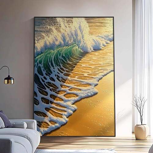 客厅装饰画挂海浪油《生水起画》网红大芬村玄关入户门肌理QWE-23