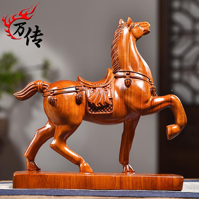 花梨雕马摆件实木马到成功雕刻家20245.2居书木办公桌面房装品饰