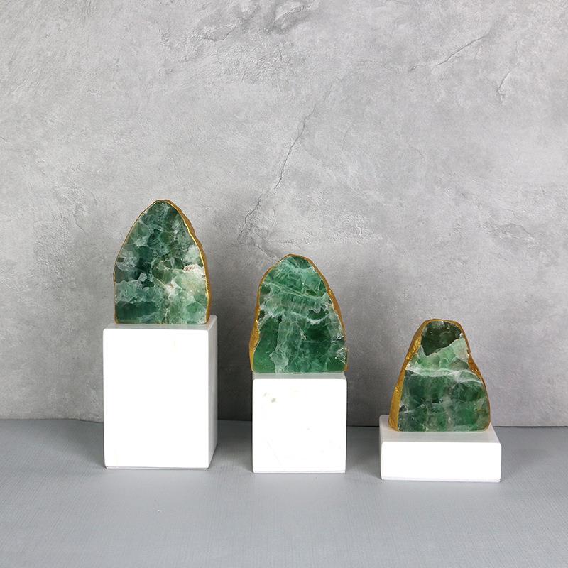 简约轻奢绿色水晶石软装饰品样板间玄关电视柜书桌工艺品摆件