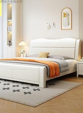 轻奢简约户型m全实木白色静音榫7413卯1.8m1.2m1.床5主卧储物小床