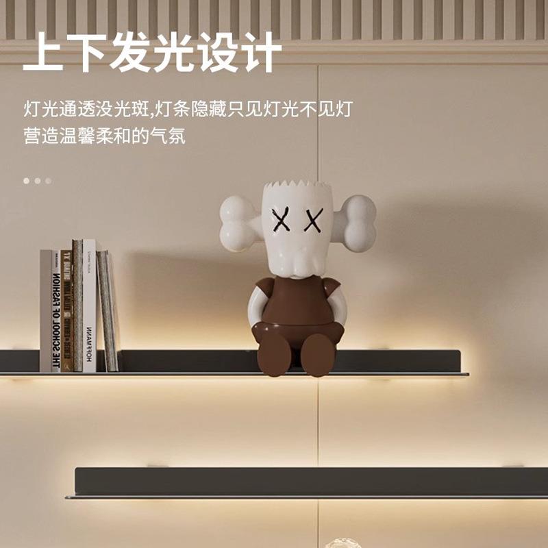 发板光置物架ZW990003层上墙不意锈钢免打孔一字搁板带壁挂铁艺灯