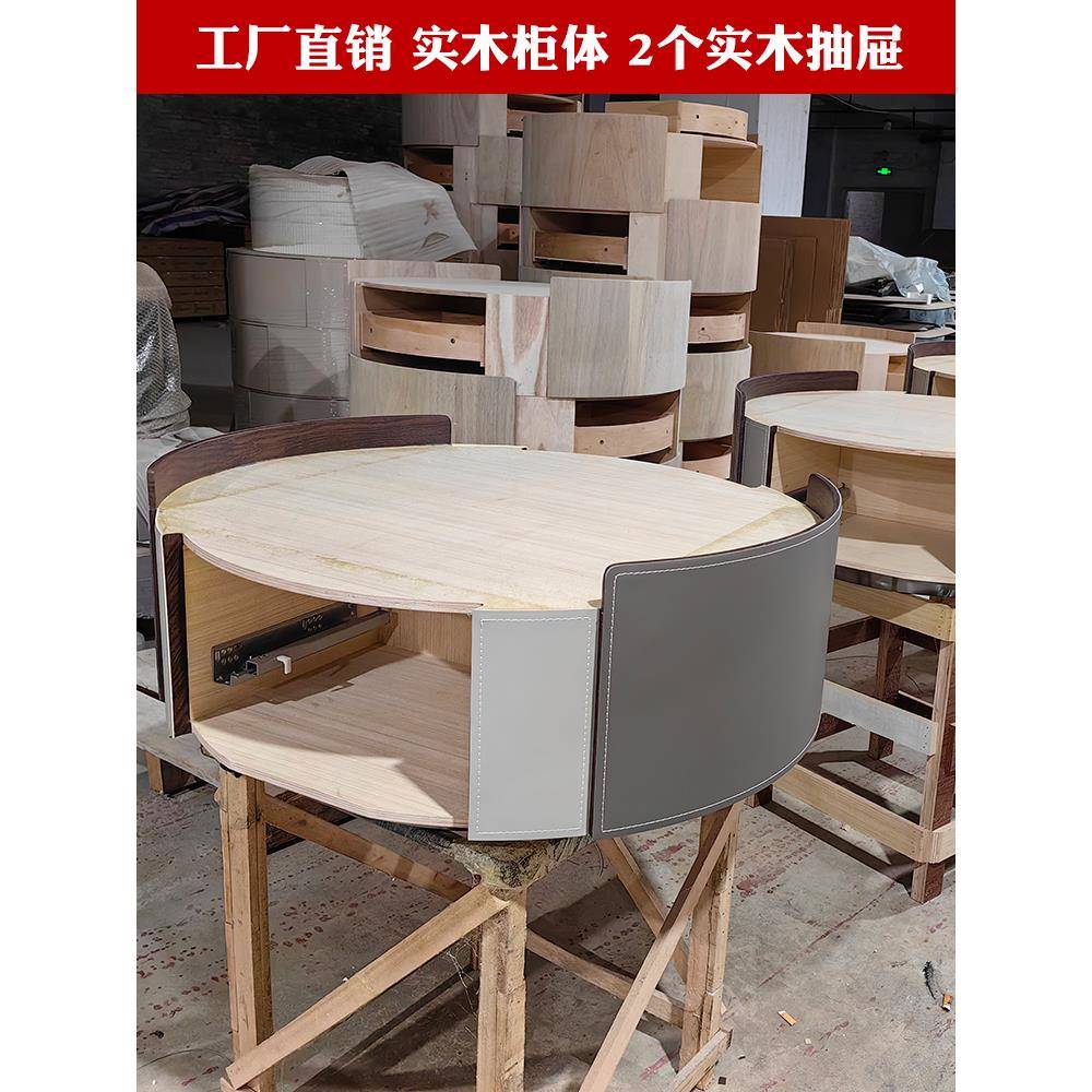 A9L意式马鞍皮几圆形岩板茶电视柜组无品牌/合家用小客户型茶风几