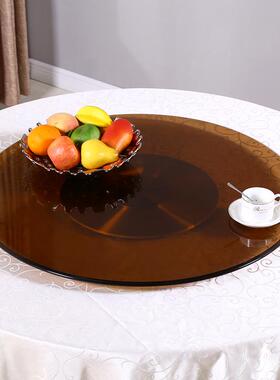 桌色A10L圆形黑钢化玻璃面家用酒店餐圆桌黑色玻璃F7576M5J转圆盘