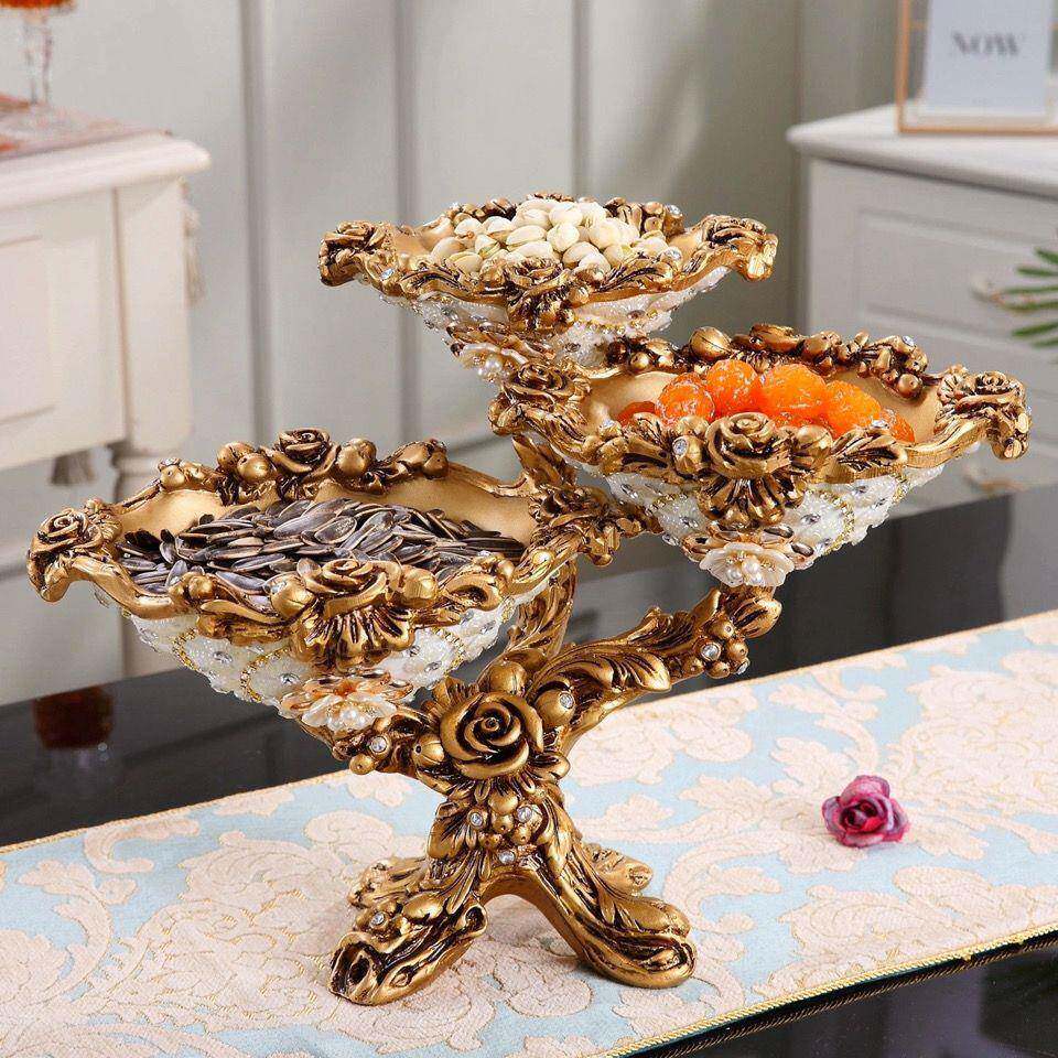 高档家用欧式装饰家居品果盘水果套装茶几品牌/干盘客果厅多摆层