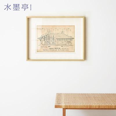 梁思成·图像中国古建筑史手稿新中式玄关柜装饰画书房城市挂画