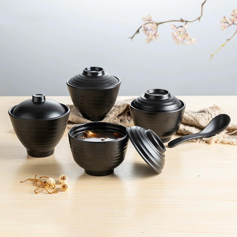 日式餐具黑炖胺盅炖盅带盖汤子密色商用餐厅味增碗饭店老火靓汤例