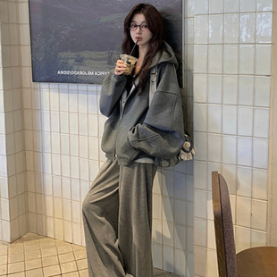 韩系oversize运动服套装女春秋季学生韩版宽松时尚卫衣休闲两件套