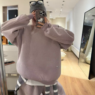 极简风宽松圆领卫衣阔腿裤 美式 两件套 女秋冬新款 加绒加厚运动套装