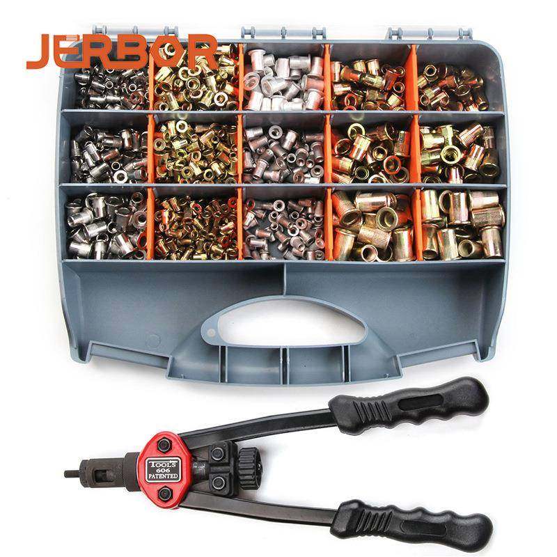 手动拉母枪900PCS盒装铆螺母套装带工具配螺母枪头M3-M8