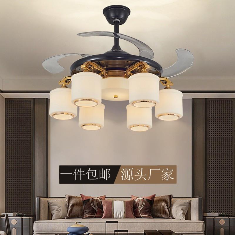 新中式纯铜吊扇灯42寸隐形风扇灯餐厅客厅卧室大风力家用风扇吊灯