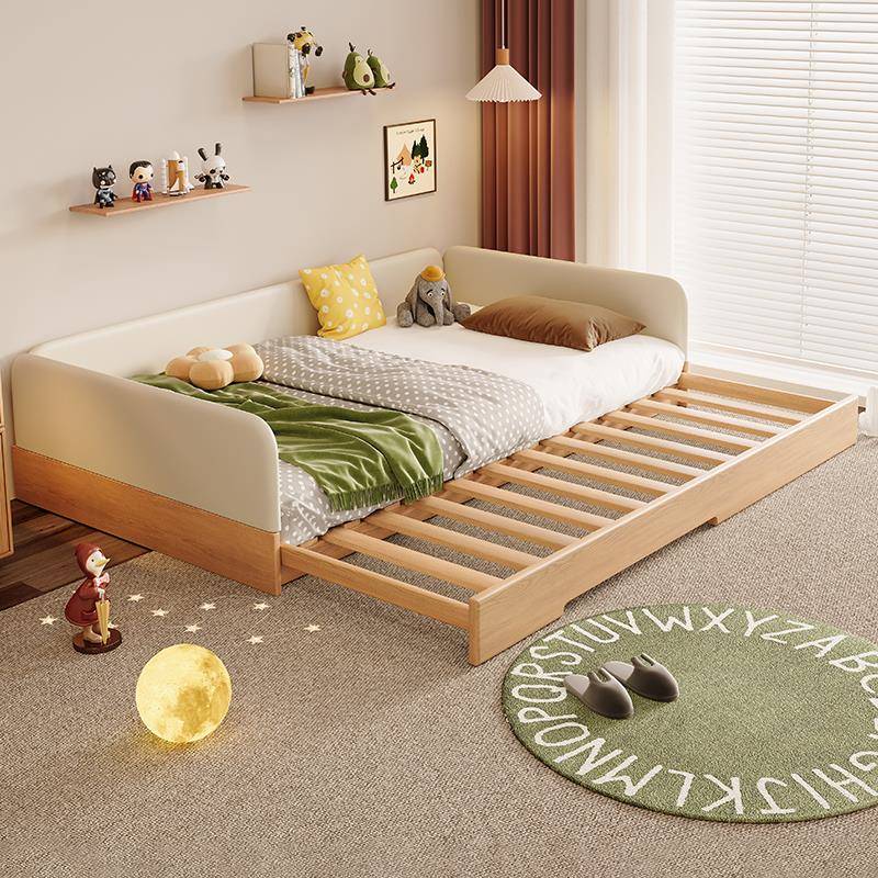 蒙氏地台床儿童床抽拉实木床婴儿宝宝拼接床可伸缩地板床