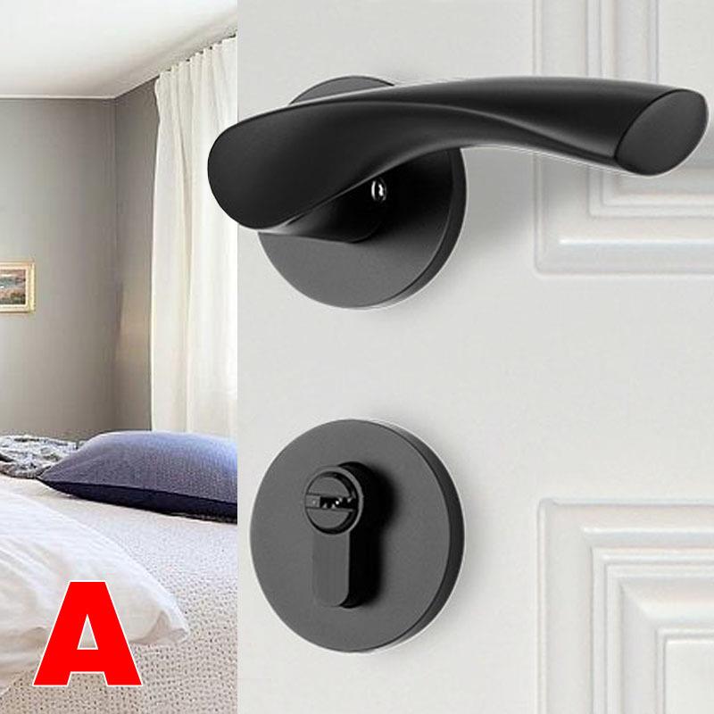 现代简约72磁吸锁体室内房门锁黑色太空铝门锁欧式分体锁执手锁具