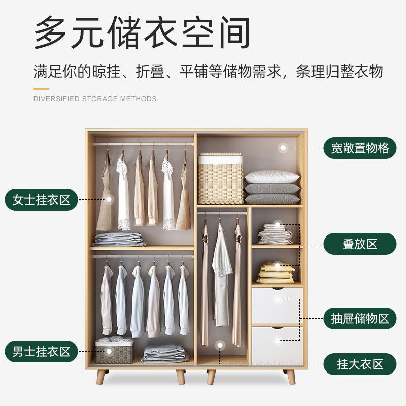 现代储物柜衣柜出租房家用简易柜儿童卧室收纳小户型用推拉门简约