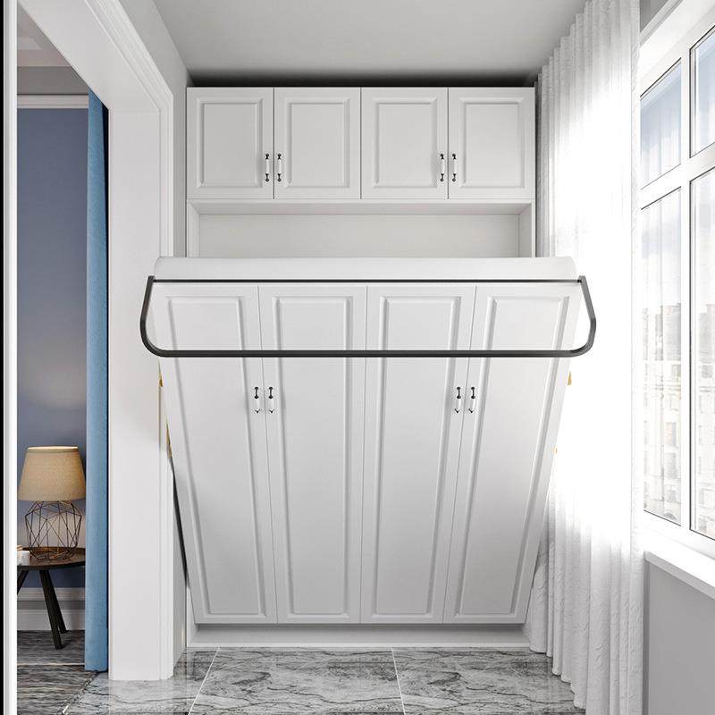 简欧阳台客厅隐形床单人下翻床壁床靠墙定1制折叠床柜一体